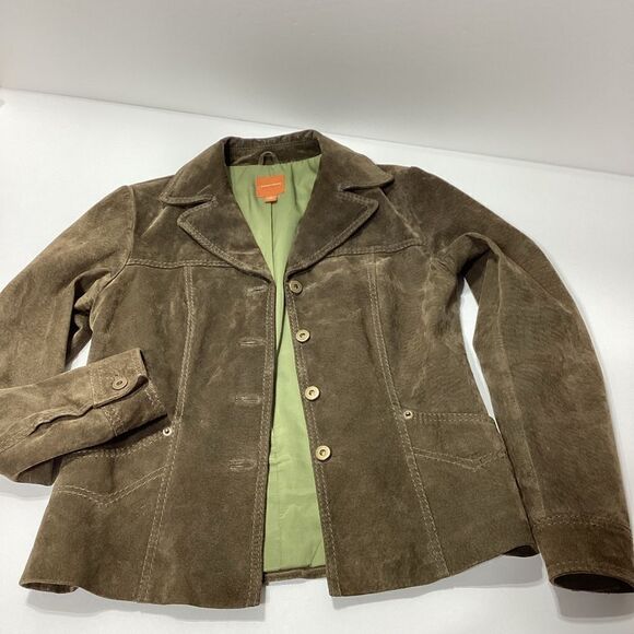 Anonymous By John Carlisle Suede Leather Coat Olive Green Small - Picture 2 of 12
